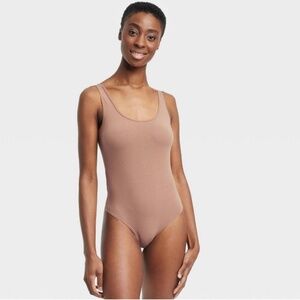 Auden - Women’s Cotton Stretch Tank Bodysuit Brown Size Small